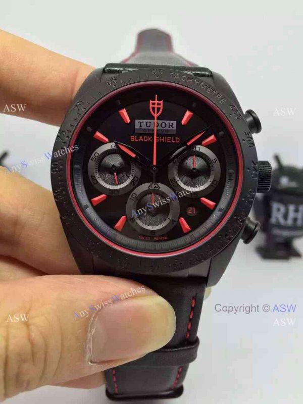 Replica Tudor Black Shield Watch Leather watch - Swiss Copy